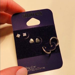 3 pairs of sterling silver earrings